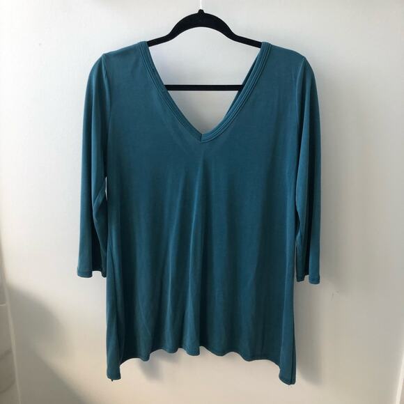 Nine Britton Women's Teal V Neck Tunic 3/4 Sleeves Shirt Top Size L - Picture 2 of 4